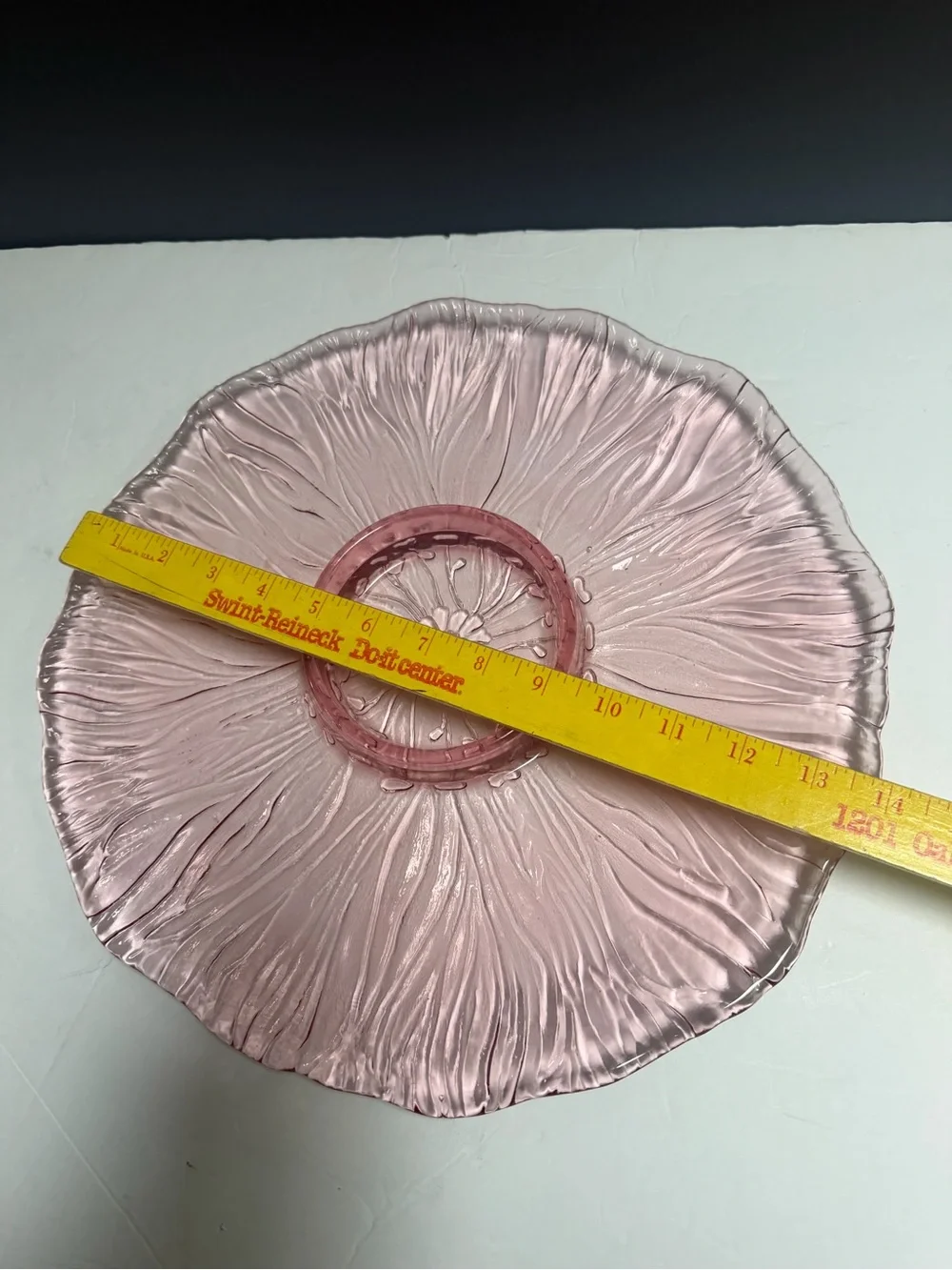 Vintage Pink Glass Serving Dish 14”